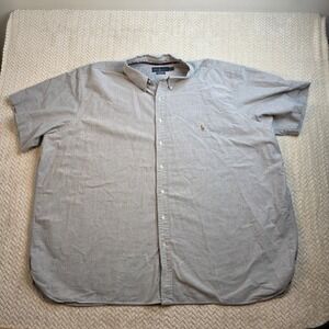 Ralph Lauren Mens 4XB Big Classic Fit Grey Short Sleeve Button Down Flesh Pony
